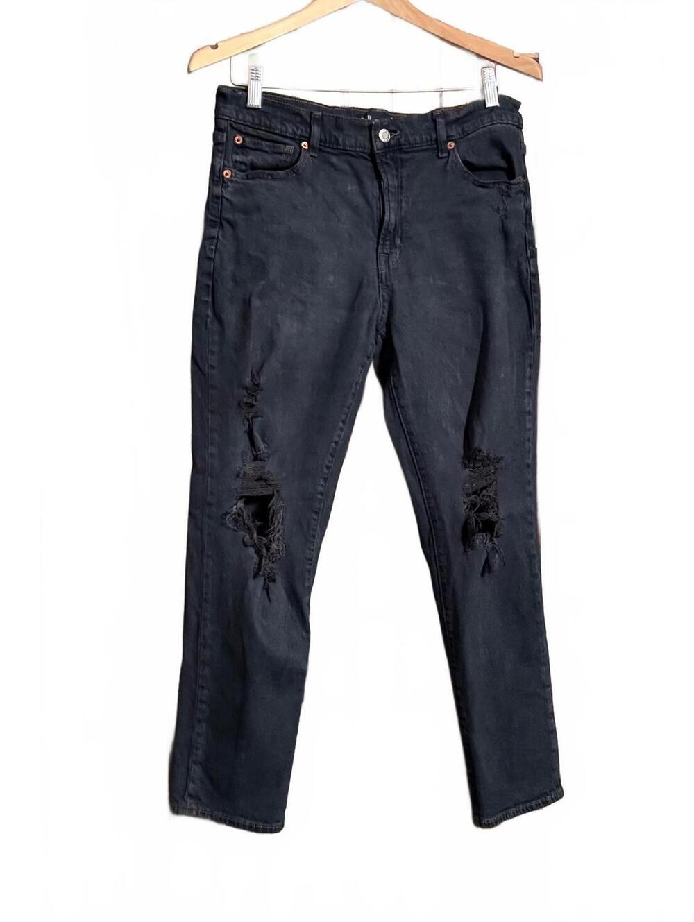 Gap Girlfriend Distressed Black Jeans Size 10/30